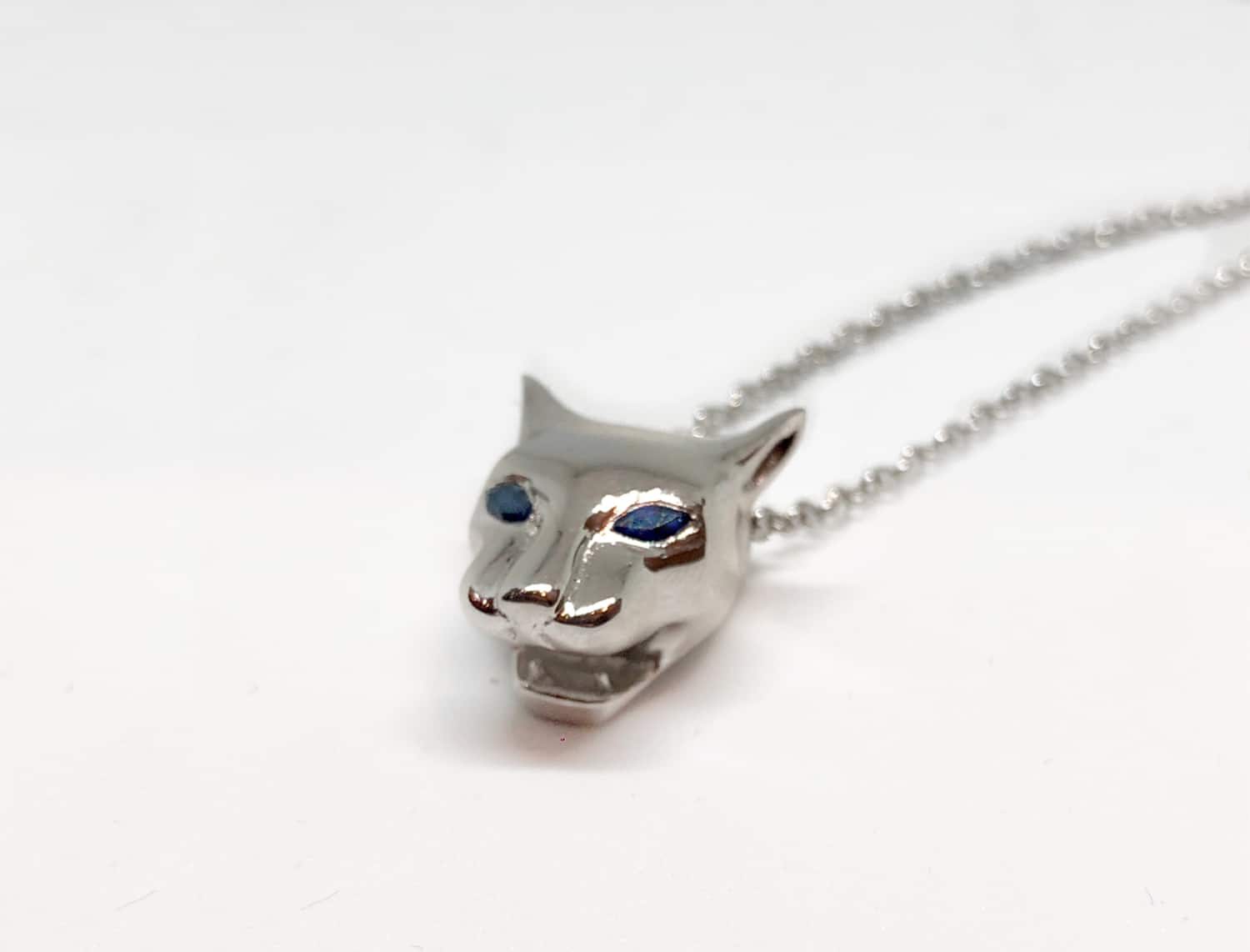 Platinum Panther Necklace with Sapphire
