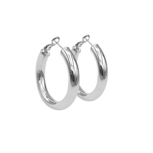 Silver Plated Thick Hoop Earrings 3cm - Adema