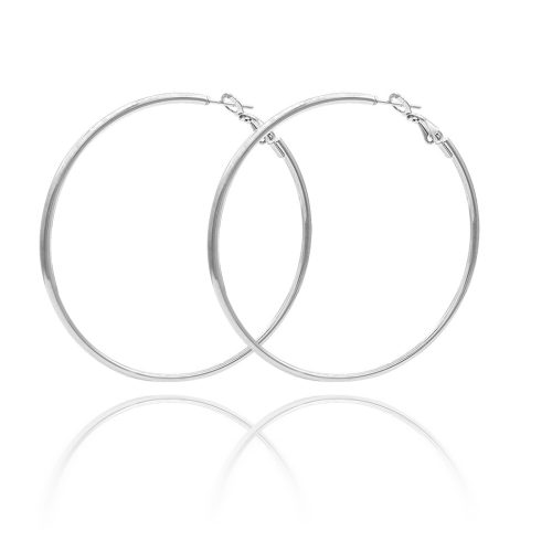 Hoop Round Shape Earrings Silver Plated - ADEMA
