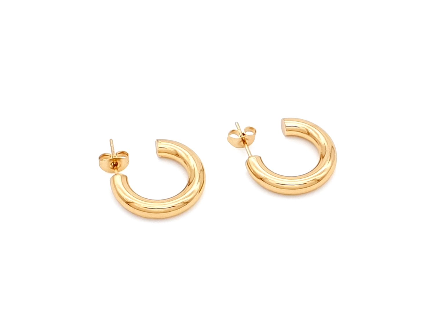 Gold Plated Open Thick Hoop Earrings 2.5cm - Adema