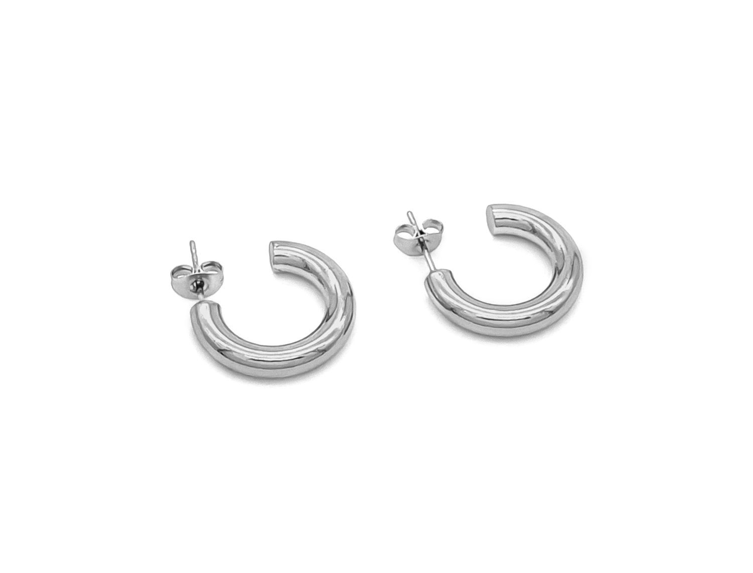 Silver Plated Open Thick Hoop Earrings 2.5cm - Adema