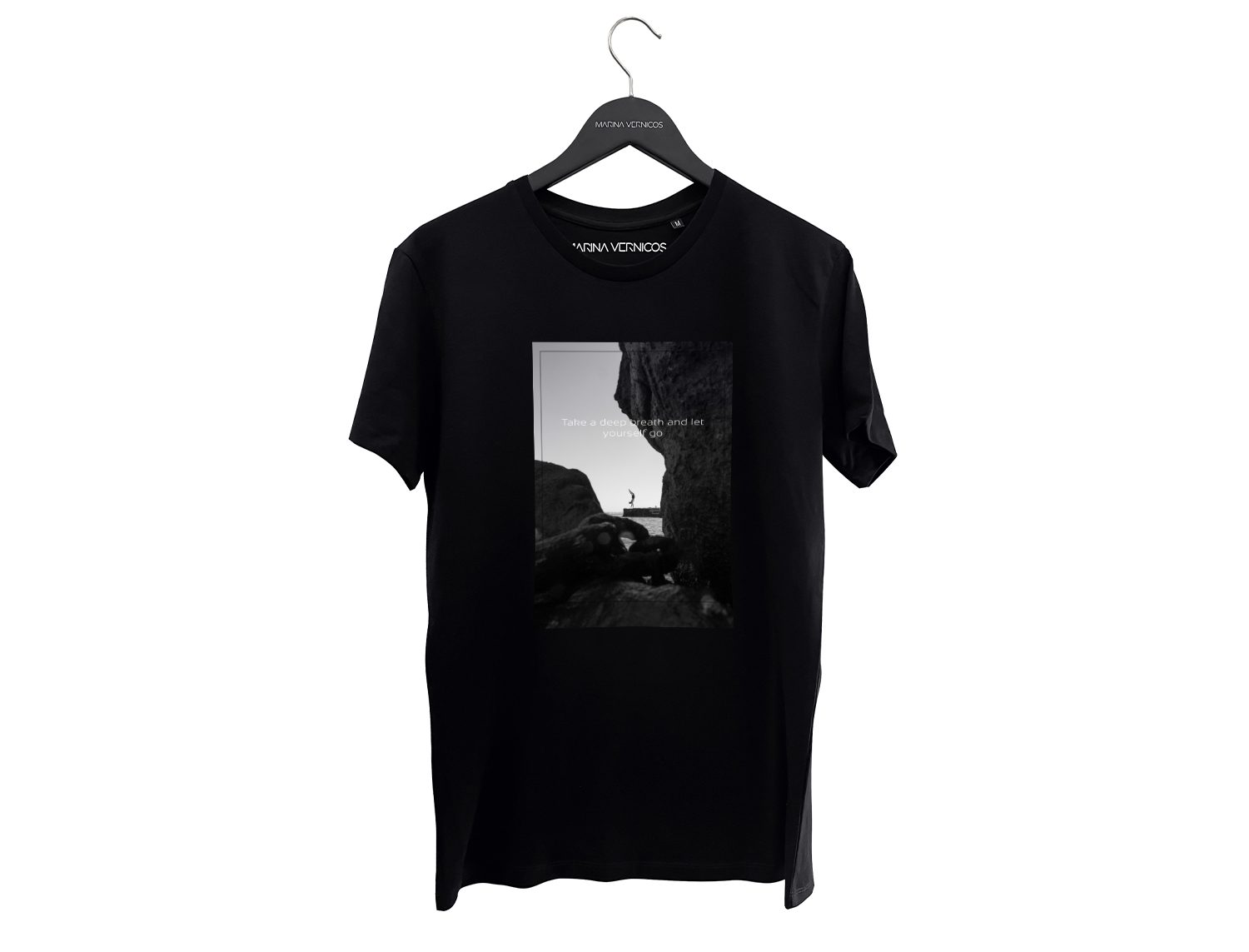 Μαρινα Βερνίκου  Take a deep breath and let yourself go - Mαύρο μπλουζάκι T-Shirt