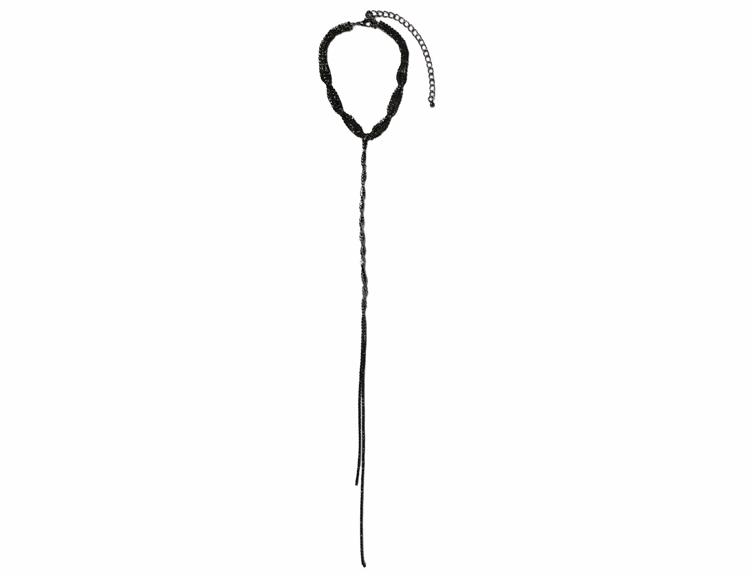 Sparkling Long Black Necklace - Adema