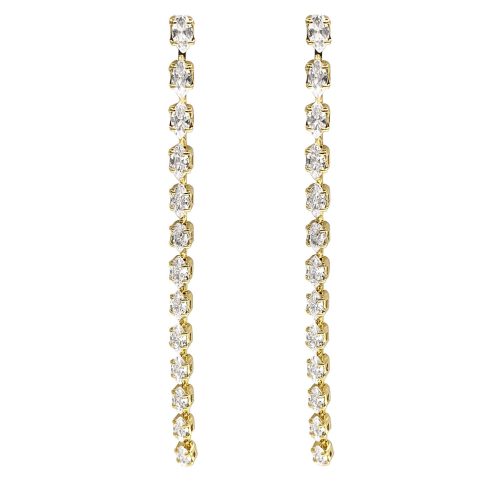 Sparkling Diamond Drop Earrings Gold Plated - Adema