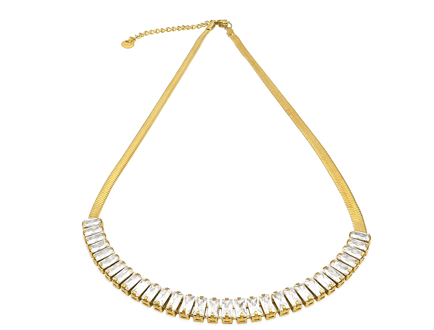 Sparkling Diamond Pave Snake Necklace Gold Plated - Adema