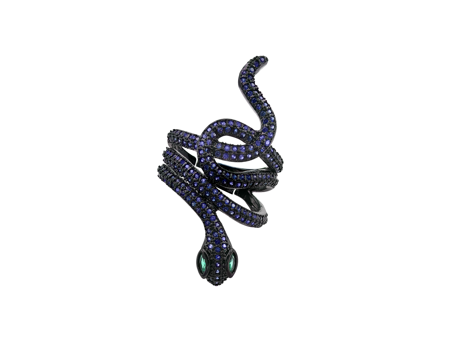 Snake Ανοιχτό Δαχτυλίδι Mαύρο Μπλε Ζιργκόν - ADEMA - marina vernicos