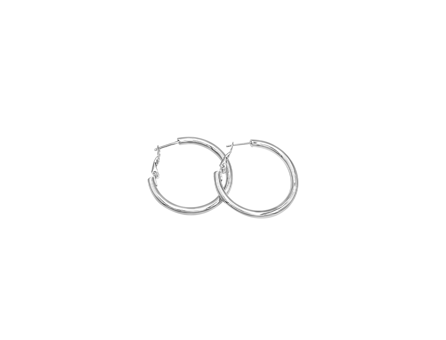 Silver Plated Slim Hoop Earrings  3cm - Adema