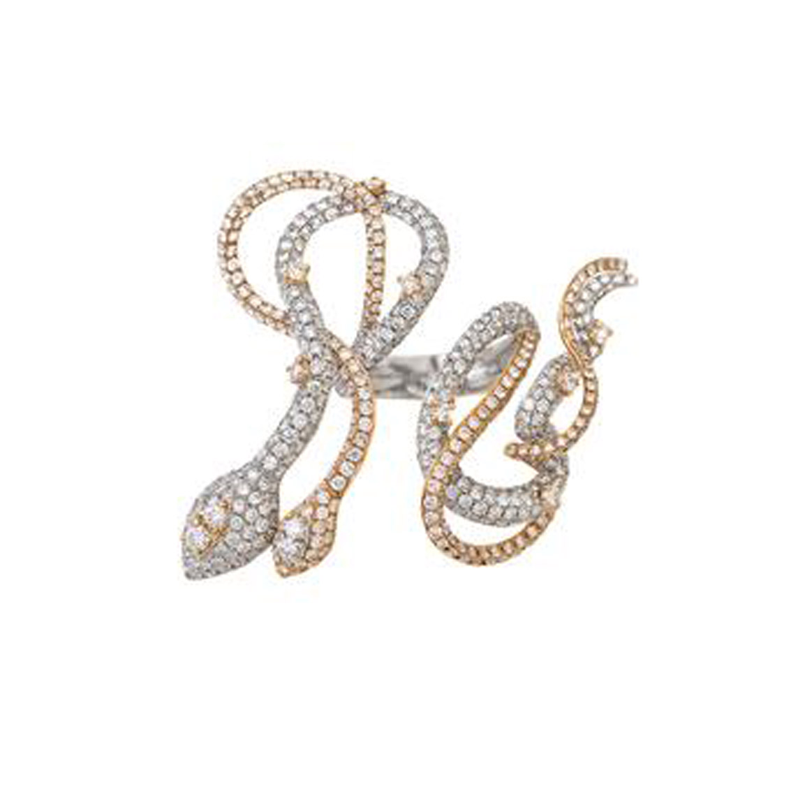 White and Rose Gold Diamond Snakes - Stefere