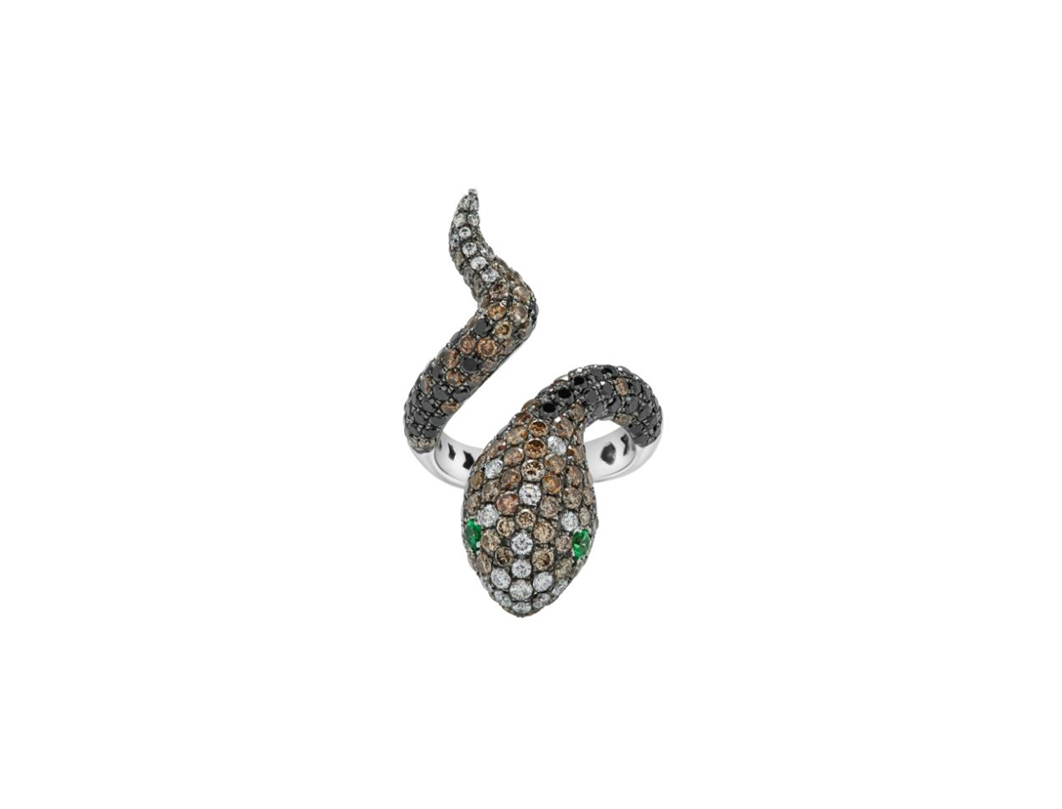 White Gold Brown Ring from the Snake Collection - Stefere