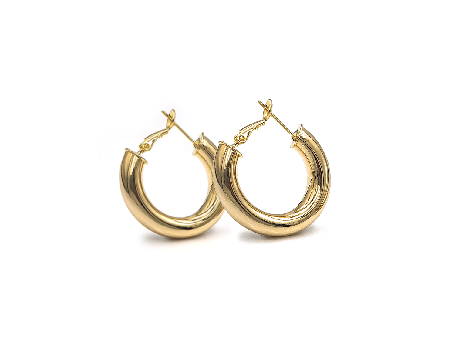 2.5cm Thick Hoop Earrings Gold Plated - Adema