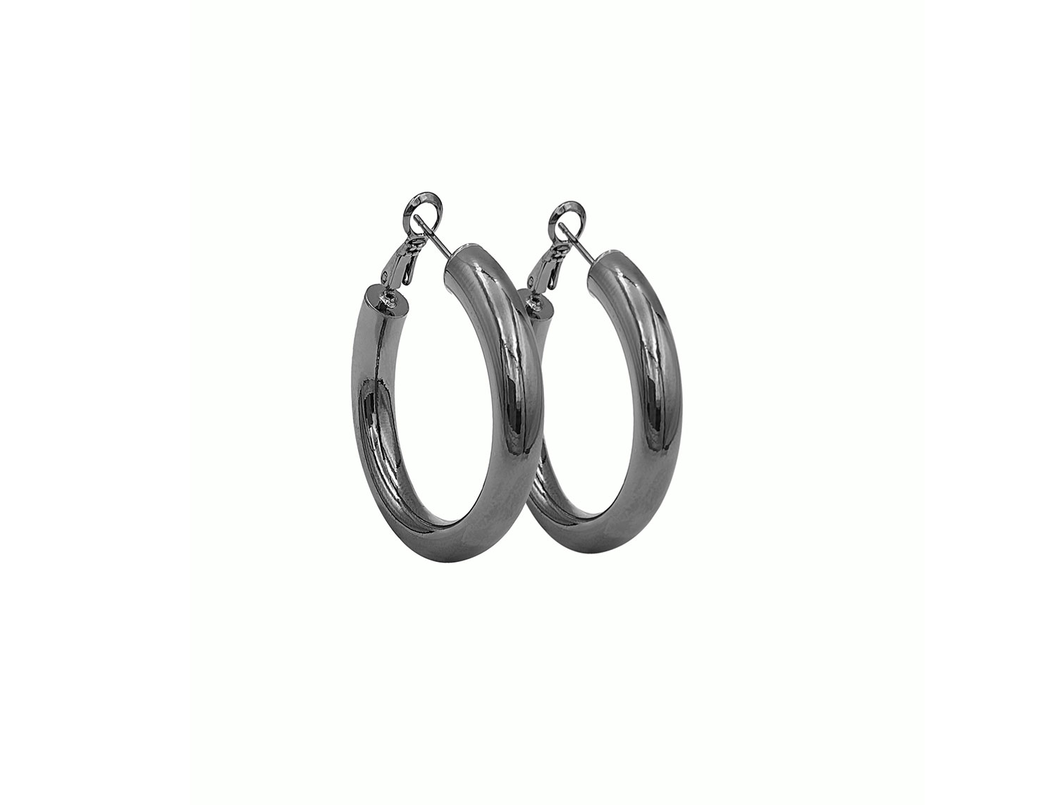 Black Thick Hoop Earrings 3cm - Adema