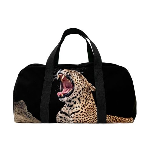 Duffel Bag Black Straps - Leopard