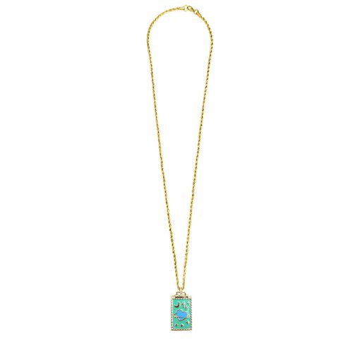 Enamel Turquoise Necklace Gold Plated - Adema