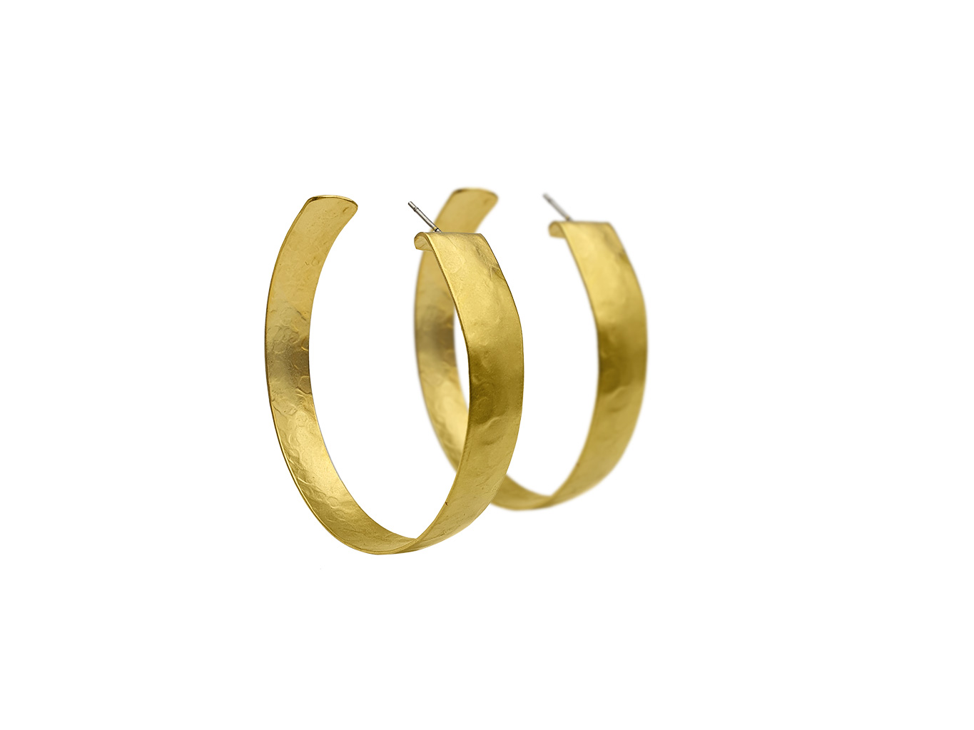 Gold Plated Flat Hoop Earrings 6cm - Adema