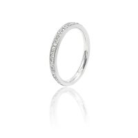 Sparkling Thin Ring - Sterling Silver Plated with White Zircon Stones | ADEMA