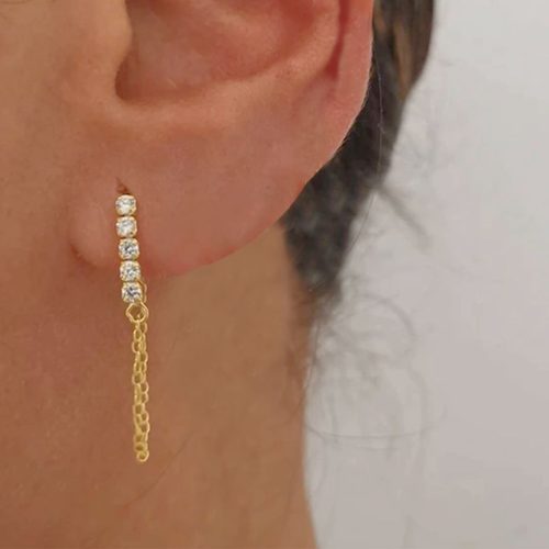 Sparkling Chain Earring Silver Plated  - ADEMA