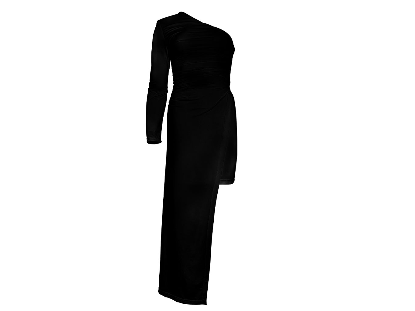 Μαύρο μονόχρωμο φόρεμα με έναν ώμο - Marina Vernicos X Victoria Kyriakides