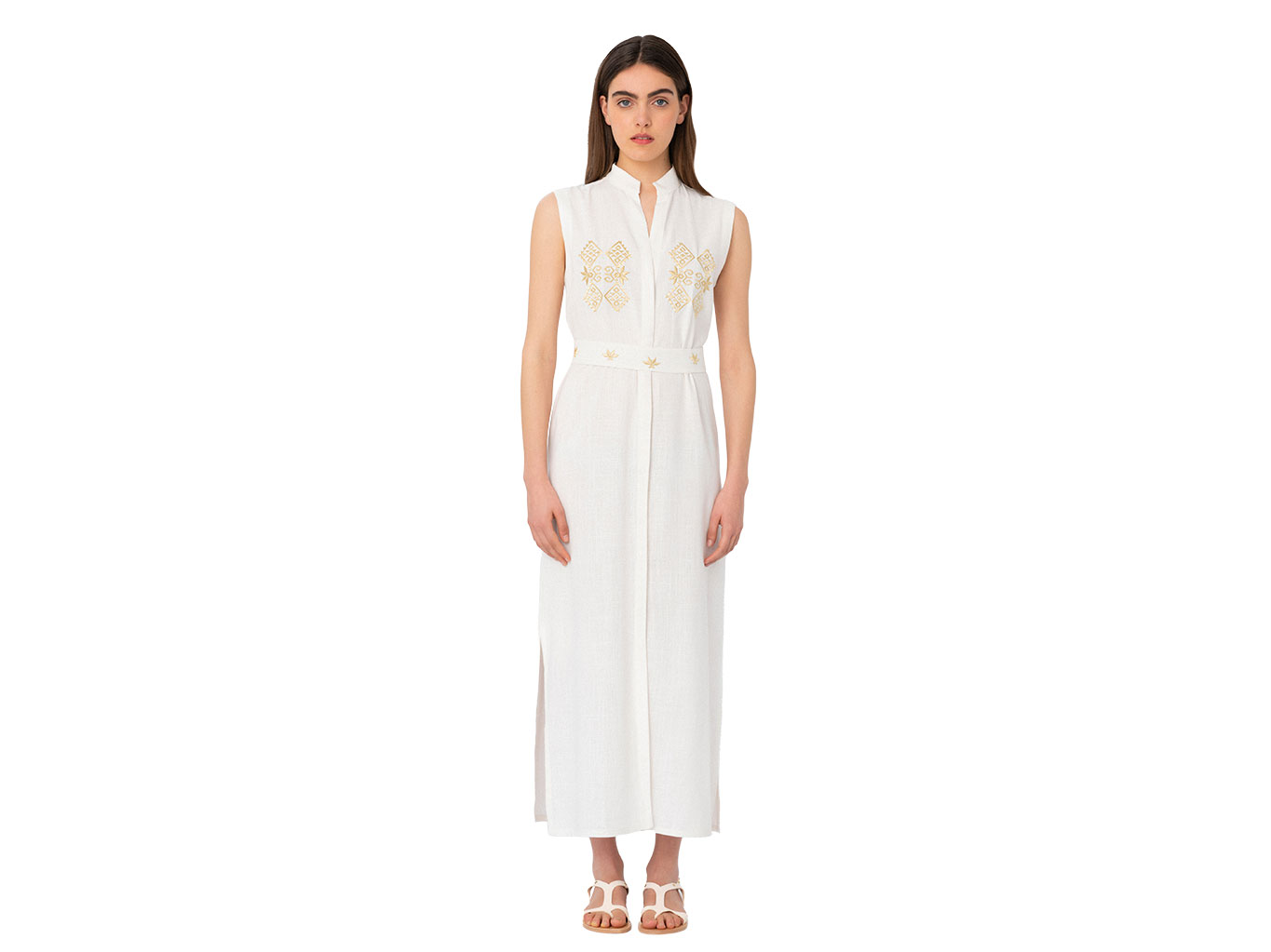 White Midi Embroidered Dress - Elizabeth LaGre