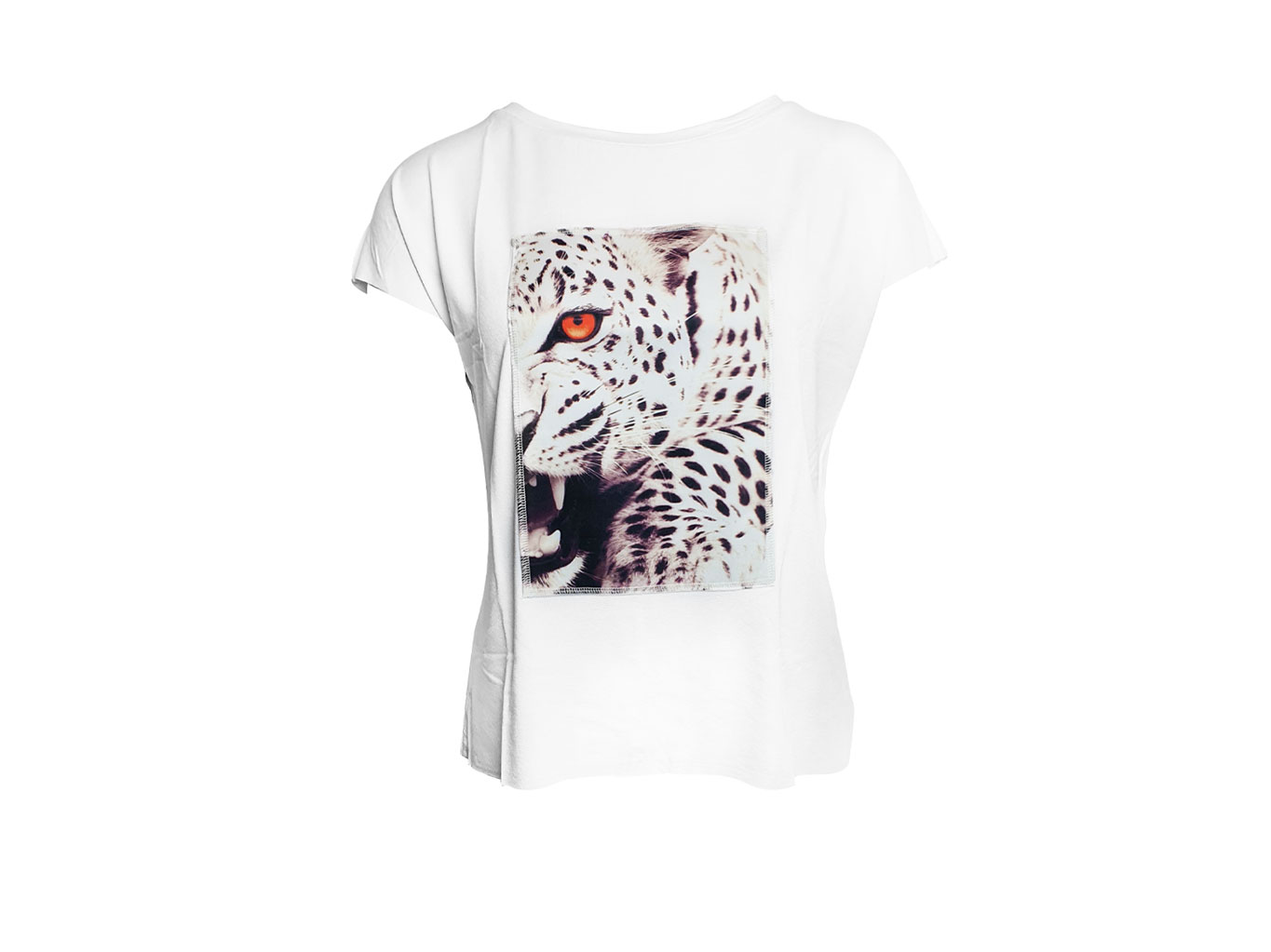 Leopard White T-Shirt - Ripped Cotton