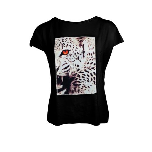 Leopard Black T-Shirt - Ripped Cotton