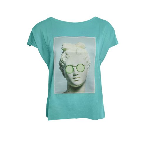 Aphrodite Turquoise T-Shirt - Ripped Cotton