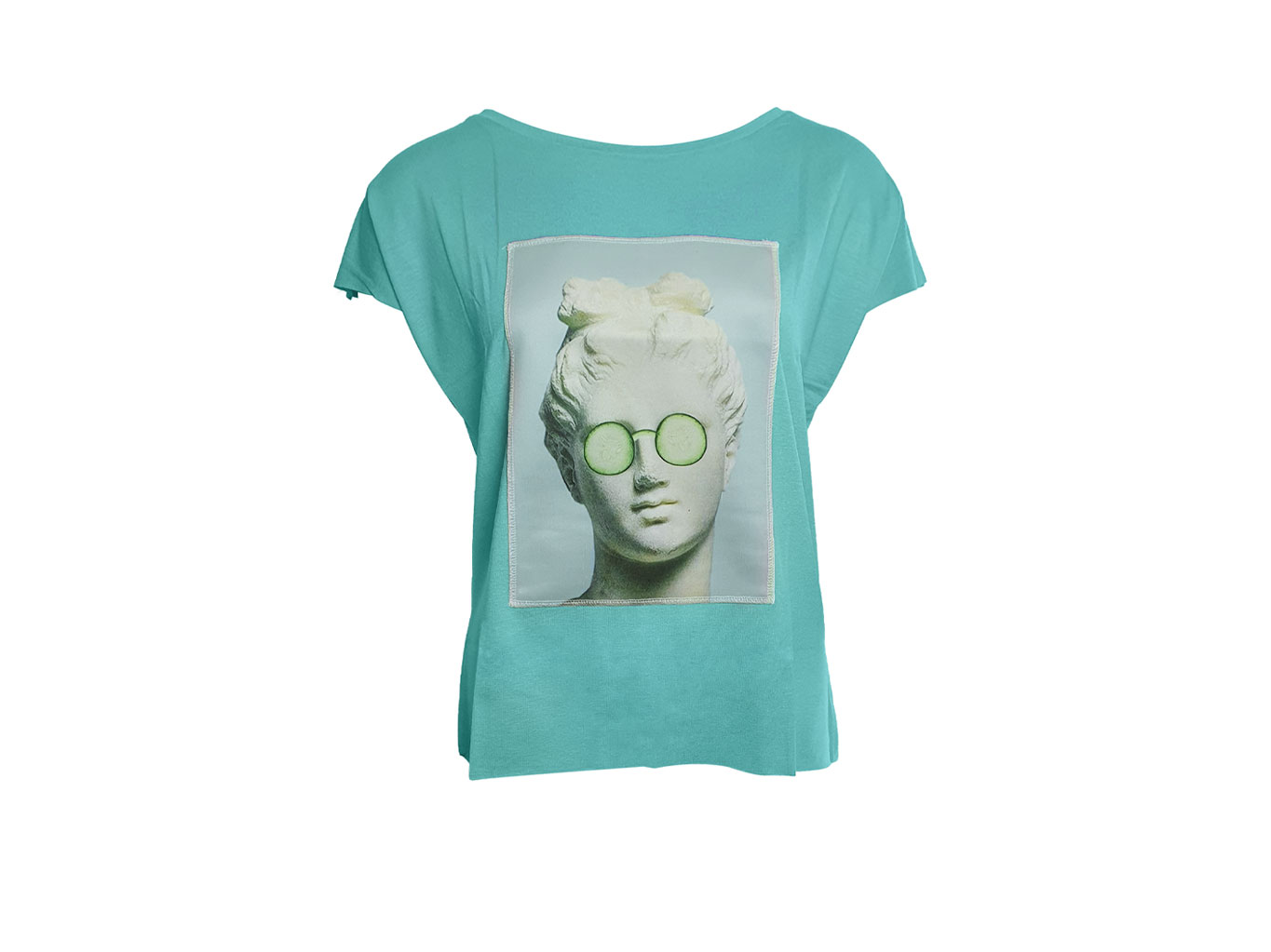 Aphrodite Turquoise T-Shirt - Ripped Cotton