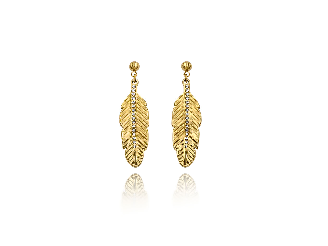 Feather Earrings Gold Plated 2cm - ADEMA