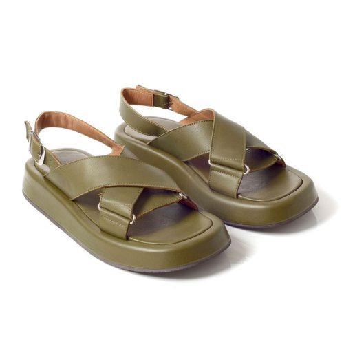 Olive Leather Sandals - Chaniotakis