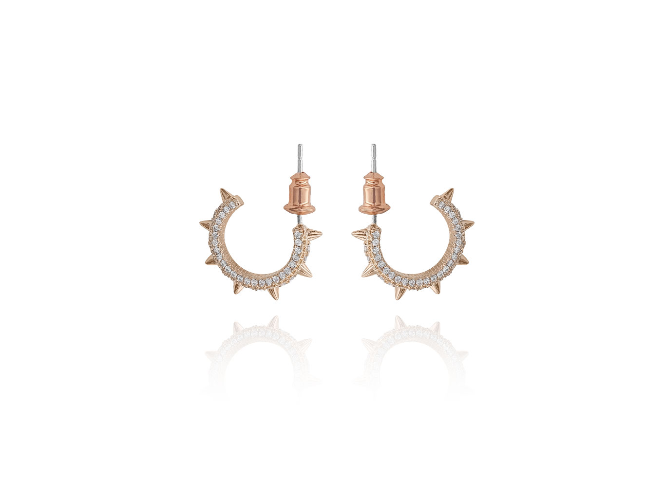 Sparkling Spike Earring 2cm Rose Gold Plated - ADEMA