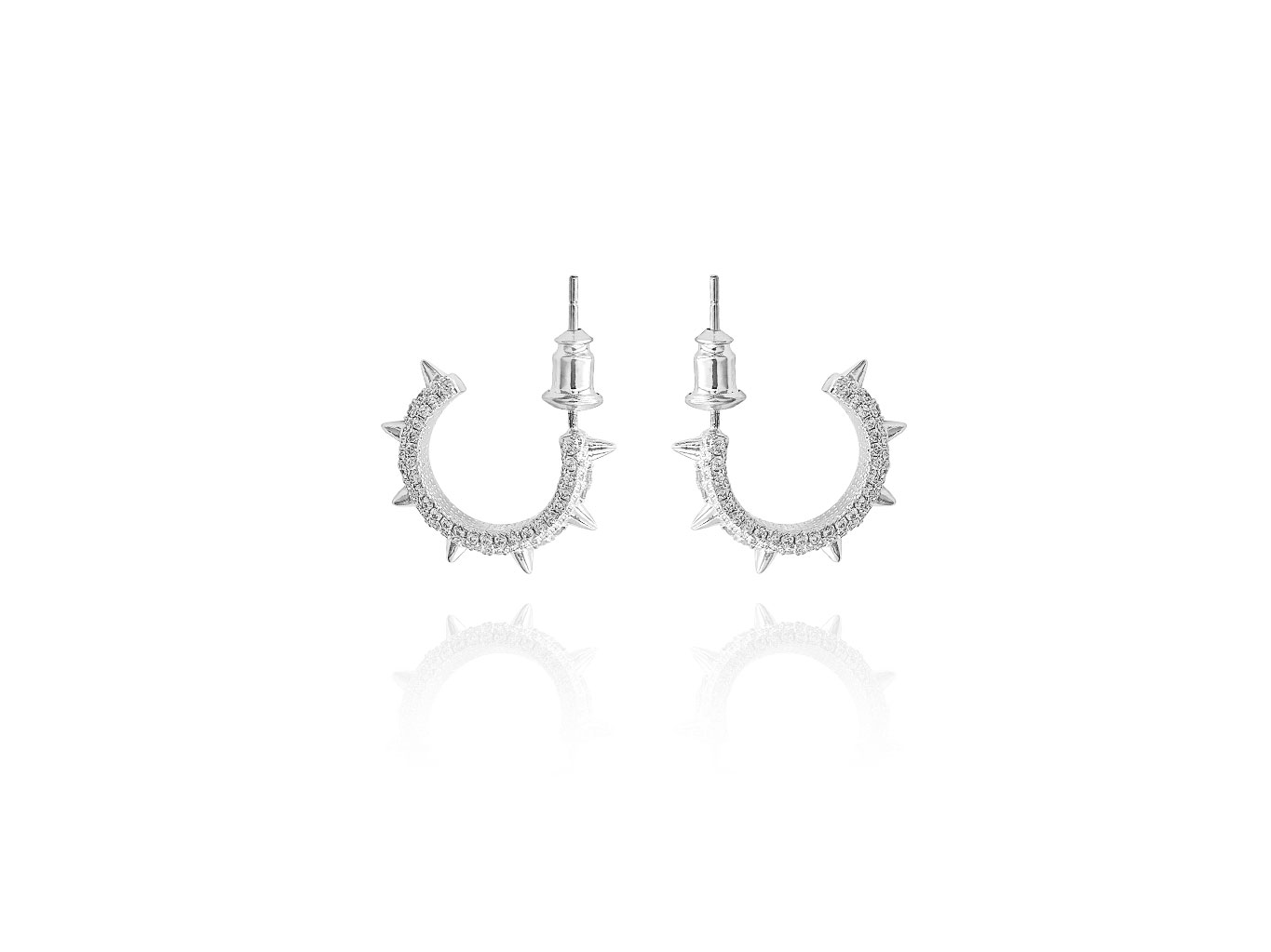 Sparkling Spike Earring 2cm Silver Plated - ADEMA