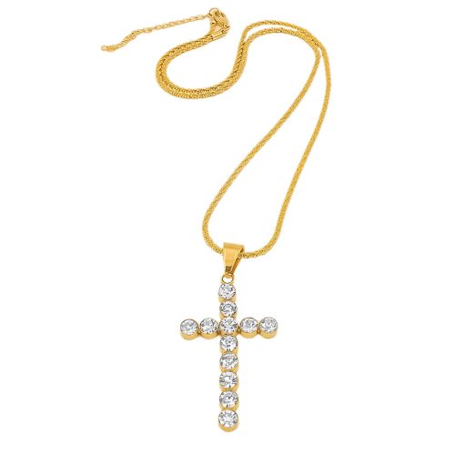Sparkling Gold Plated Cross Pendant - ADEMA