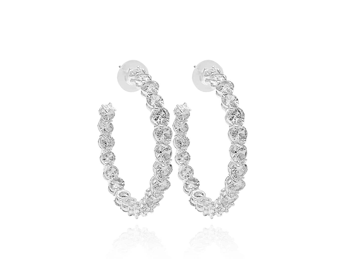 Sparkling Eternity Earrings Silver Plated 4CM  - ADEMA