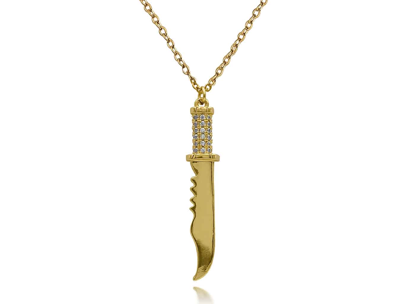 Sparkling Knife Gold Plated Pendant - ADEMA