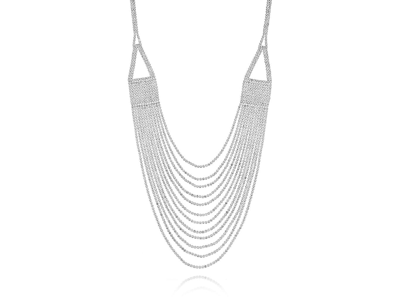 Sparkling Waterfall Necklace  Silver Plated- ADEMA