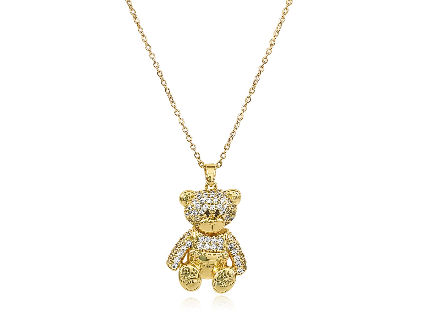 Silver Vermeil Teddy Bear necklace Pendant with Spinels | TOUS