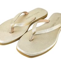 Gold Metallic Leather Sandal ( slim fit )