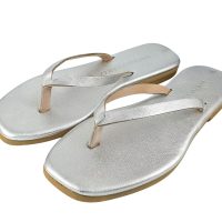 Silver Metallic Leather Sandal ( slim fit ) By Marina Vernicos