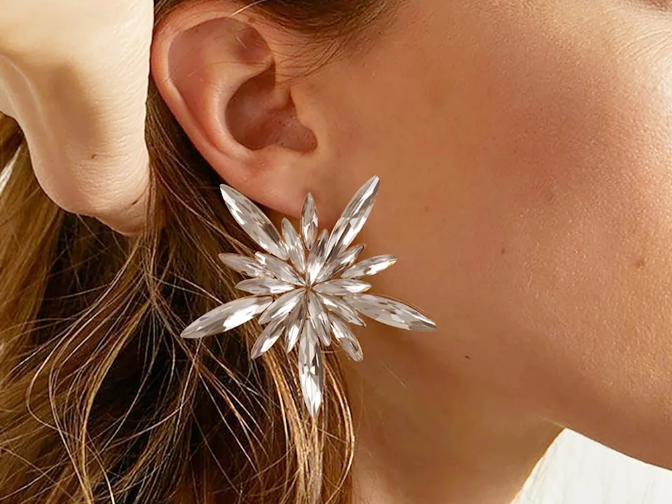 Crystal Star Large Earrings Gold Plated Marina Vernicos